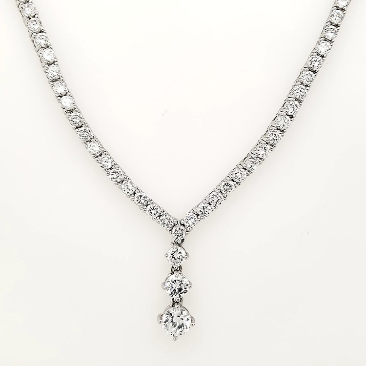 80183 STERLING SILVER CUBIC ZIRCONIA TENNIS LARIAT FANCY NECKLACE