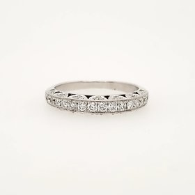 475146 14K WHITE GOLD .50CTW DIAMOND 4 PRONG CRESCENT DESIGN ON SIDES BAND