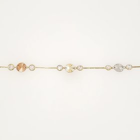 20224 14K TRI COLOR DIAMOND CUT DISC CUBIC ZIRCONIA FANCY ANKLET BRACELET