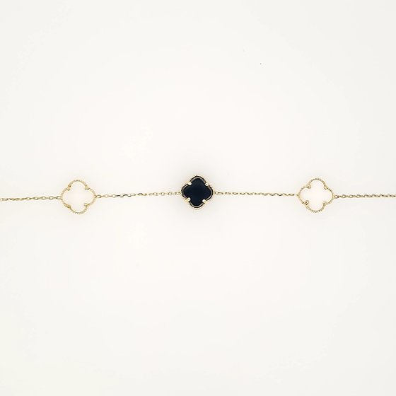 70265 14K YELLOW GOLD BLACK CLOVER NECKLACE