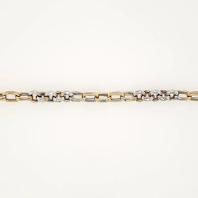 20222 14K TWO TONE  ROLO LINK FANCY BRACELET