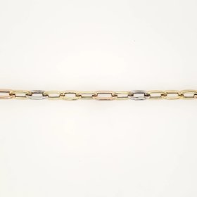 20223 14K TRI COLOR HIGH POLISH FANCY PAPER CLIP LINK BRACELET