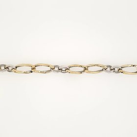 20218 14K TWO TONE DIAMOND CUT  OPEN OVAL TWISTED LINKS BRACELET