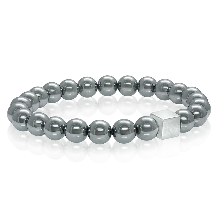 BB-52 STAINLESS STEEL ITALGEM BEAD GEY HEMATITE MATTE BRACELET