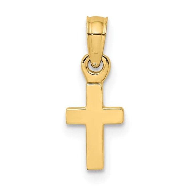 78088 14K YELLOW GOLD HIGH POLISH 3D SMALL CROSS CHARM