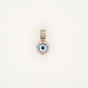 78099 14K YELLOW GOLD CUBIC ZIRCONIA ROUND EVIL EYE CHARM PENDANT
