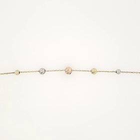 20244 14K TRI COLOR DIAMOND CUT BEAED FANCY BRACELET