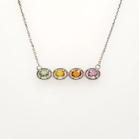 70268 14K YELLOW GOLD  OVAL MULTIGEMSTONE HORIZONTAL NECKLACE