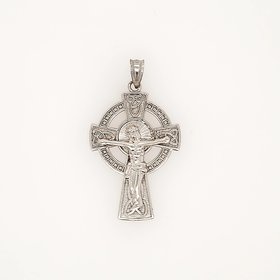 77214 14K WHITE GOLD 1.10"  CELCTIC CRUCIFIX