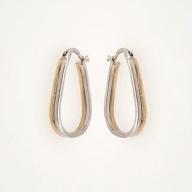 31237 14K 0.75'' TWO-TONE DOUBLE ROW HIGH POLISHED TRIANGULAR HOOPS