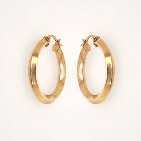 30064 14K YELLOW GOLD 1" SHARP EDGED HOOPS