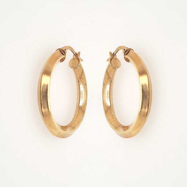 30064 14K YELLOW GOLD 1" SHARP EDGED HOOPS