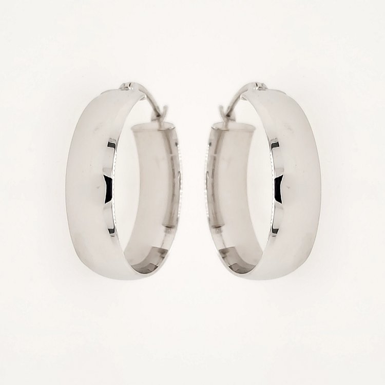 30763 14K 0.75''/ 6MM WIDE WHITE GOLD  HIGH POLISHED HOOPS