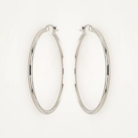 30308 14K WHITE GOLD 1.60" 2MM THIN HIGH POLISHED HOOPS
