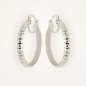 32314 14K  WHITE GOLD 1.25" 3.75MM  DIAMOND CUT  HOOPS