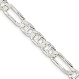 80190 STERLING SILVER 22" 6.5MM FIGARO ANCHOR LINK CHAIN