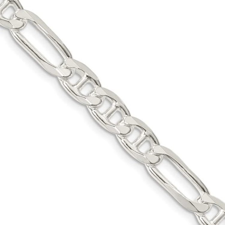 80190 STERLING SILVER 22" 6.5MM FIGARO ANCHOR LINK CHAIN