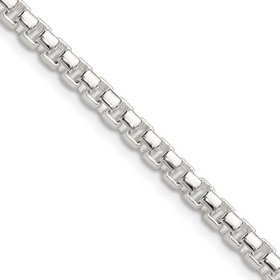 80195 STERLING SILVER 24" 4MM ROUND BOX CHAIN
