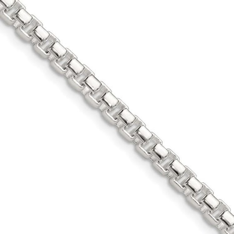 80195 STERLING SILVER 24" 4MM ROUND BOX CHAIN