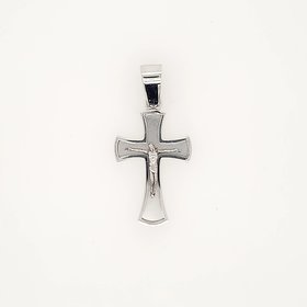 77235 14K WHITE GOLD 1" SATIN FINISH CENTER HIGH POLISH ROUND EDGES CRUCIFIX