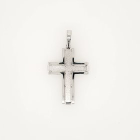 77231 14K WHITE GOLD 1.25" SATIN CENTER AND HIGH POLISH FINISH BOXED CROSS