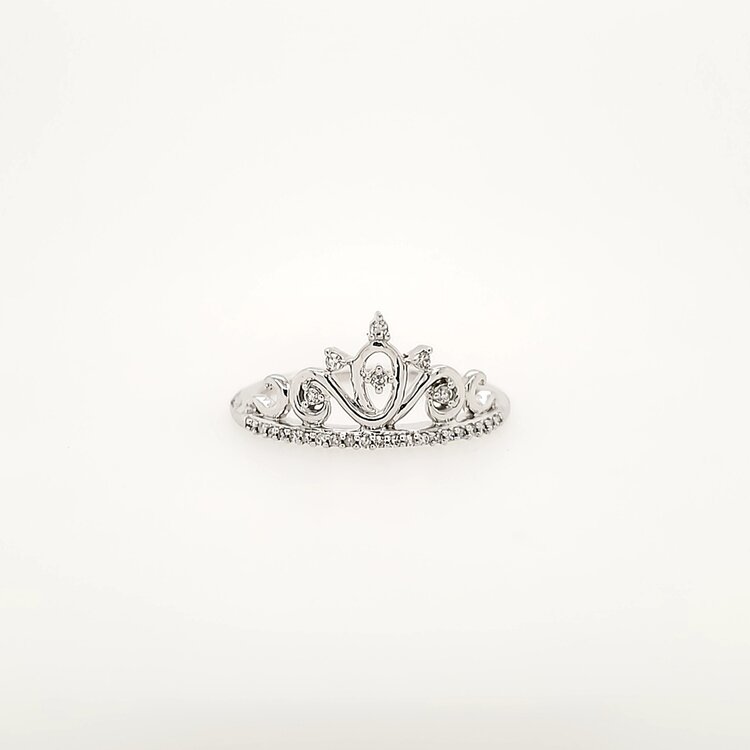 40200 10K WHITE GOLD .10TCW PRINCESS TIARA DIAMOND RING