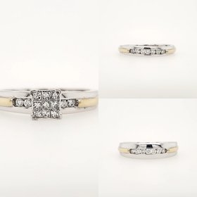 475153 10K 2 TONE .50TCW DIAMOND HIGH POLISH TRIO BRIDAL SET