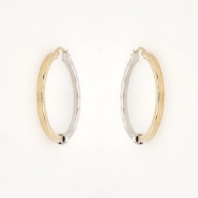 30792 14K 2 TONE 1.5" HIGH POLISH WITH CUFF DESIGN HOOP EARRINGS