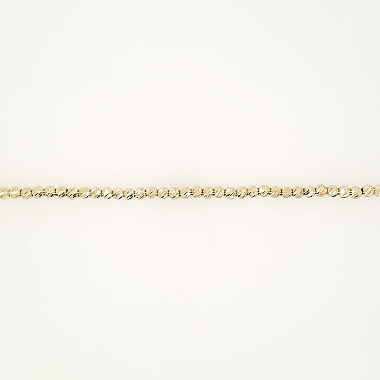 20253 14K YELLOW GOLD 7.5"  2.90MM DIAMOND CUT BEADED BRACELET WITH 1" EXTENSION