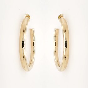 30785 14K YELLOW GOLD 1.5" 2.80MM  HIGH POLISH OPEN HOOP EARRINGS