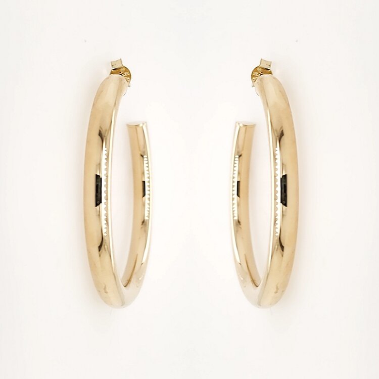 30785 14K YELLOW GOLD 1.5" 2.80MM  HIGH POLISH OPEN HOOP EARRINGS