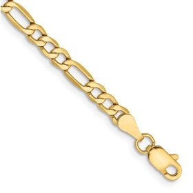 25114 14K YELLOW GOLD 5.8MM FIGARO LINK HIGH POLISH MENS BRACELET