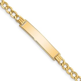 25112 14K YELLOW GOLD 7MM CUBAN LINK NAME ID MENS BRACELET