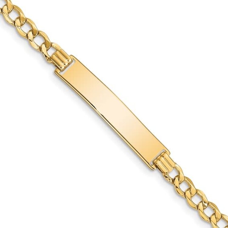 25112 14K YELLOW GOLD 7MM CUBAN LINK NAME ID MENS BRACELET