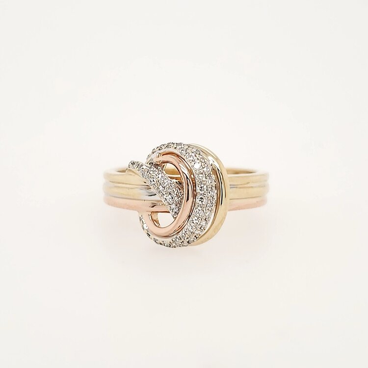 40219 14K TRICOLOR GOLD .25TCW EFFY DESIGNER SWIRL DIAMOND RING