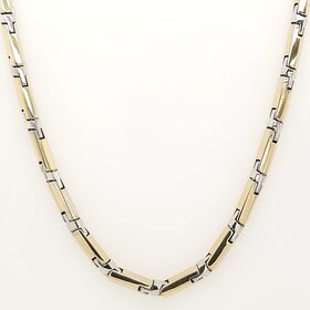 50261 14K 2 TONE 22" 4MM HIGH POLISH BAR MECHANICAL STYLE CHAIN