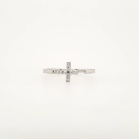 40224 10K WHITE GOLD .08TCW LAB GROWN DIAMOND OPEN SIDEWAY CROSS RING
