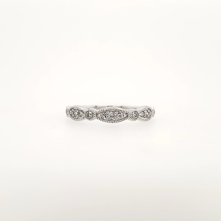 475162 14K WHITE GOLD .25TCW DIAMOND MILGRAIN DESIGN WEDDING BAND