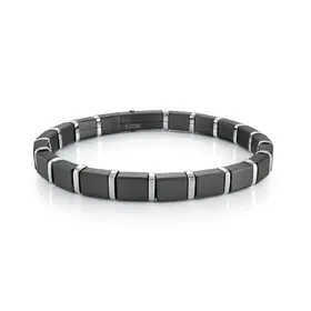 SMB630 ITALGEM STAINLESS STEEL QUADRANT LINK GUN IP MATTE FINISH MEN'S BRACELET