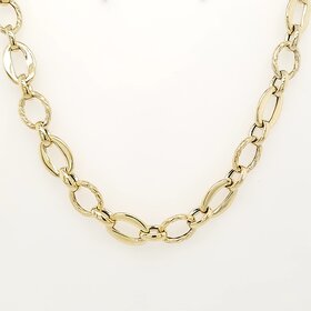 60101 14K YELLOW GOLD 18" LADIES INTERLOCKING CIRCLE AND OVAL NECKPIECE