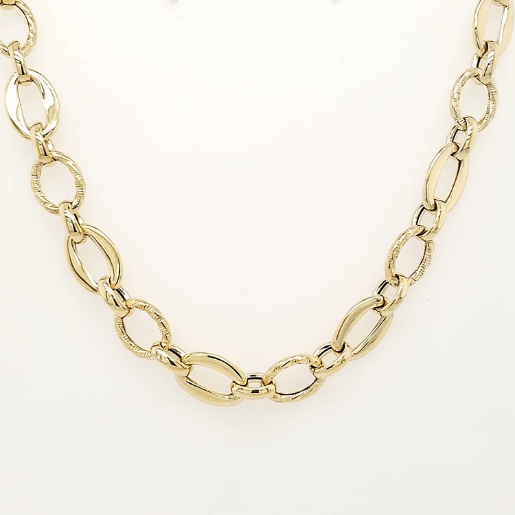 60101 14K YELLOW GOLD 18" LADIES INTERLOCKING CIRCLE AND OVAL NECKPIECE