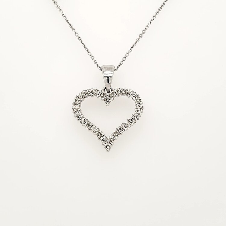 70298 14K WHITE GOLD .50TCW DIAMOND OPEN HEART PENDANT