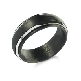 CF4-11.5 ITALGEM STAINLESS STEEL8MM  CARBON FIBER LINED SILVER (SIZE 11.5) MEN'S RING