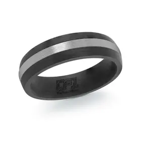 CF10-10.5 ITALGEM STAINLESS STEEL 6MM  BRUSHED FINISH CENTER CARBON FIBER (SIZE 10.5)  MEN'S RING