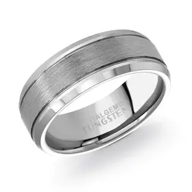 TC45-10 ITALGEM TUNGSTEN 8MM CARBIDE BRUSHED POLISHED (SIZE 10) MEN'S RING