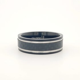 SMR58-12 ITALGEM STAINLESS STEEL 8MM  BLACK IP LINED (SIZE 12) MEN'S RING