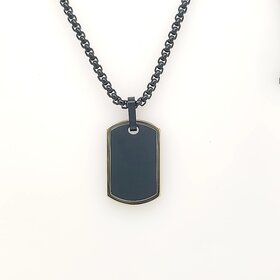 SP129-GO-BK ITALGEM STAINLESS STEEL GOLD IP MATTE AND POLISHED FINISH DOG TAG 22" ROUND BOX CHAIN PENDANT SET