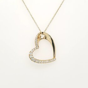 70505 14K YELLOW GOLD .33CTW DIAMOND HALF HIGH POLISH HEART PENDANT SET