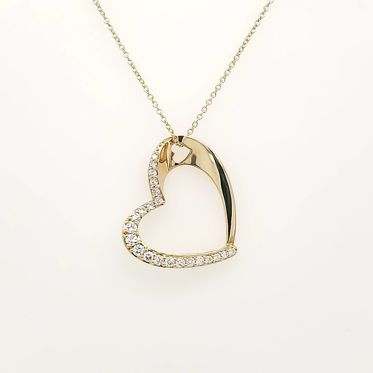 70505 14K YELLOW GOLD .33CTW DIAMOND HALF HIGH POLISH HEART PENDANT SET