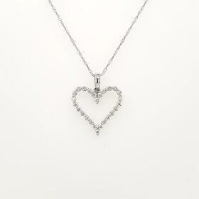 70504 14K WHITE GOLD .33CTW DIAMOND SHARED PRONG HEART PENDANT SET